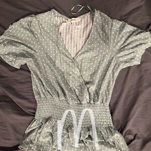 Meraki Green Polka Dot Women's Top